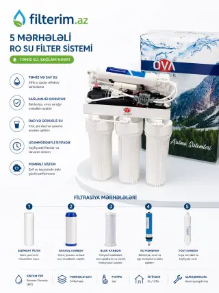 OVA 5 Mərhələli Pompalı RO Su Filter Sistemi – Ən Yaxşı Su Filtrlərindən Biri